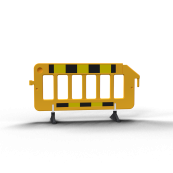 Crowd barrier | made of plastic | fence element yellow | film RA1/A | yellow / black